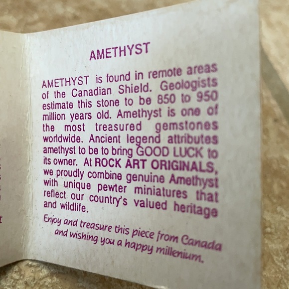 Pewter Elephant on Amethyst Rock Art Originals Hand Crafted by Romi Wolf Canada - Picture 13 of 16